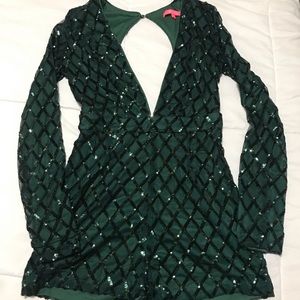 Emerald green sequenced romper